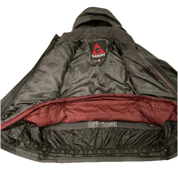 Gerry Sz L Gray 3 In 1 Coat W/ Zip Out Burgundy Jacket Hooded Ski Winter Puffer - Picture 10 of 16